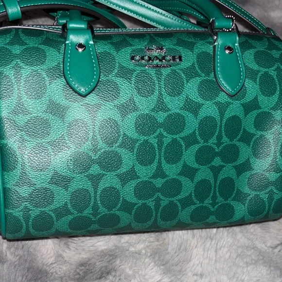 Coach Teal Signature Satchel Bag - Picture 2 of 5
